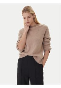 TOMMY HILFIGER - Tommy Hilfiger Sweter WW0WW46438 Beżowy Regular Fit. Kolor: beżowy. Materiał: wełna #5