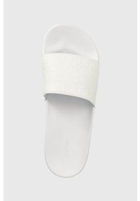 Calvin Klein klapki męskie kolor biały. Kolor: biały. Materiał: materiał, guma. Wzór: gładki #3