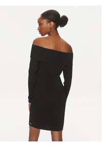 Tommy Jeans Sukienka dzianinowa DW0DW17526 Czarny Slim Fit. Kolor: czarny. Materiał: wiskoza