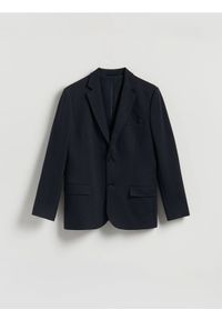 Reserved - Marynarka slim fit - granatowy. Kolor: niebieski. Materiał: dzianina, bawełna