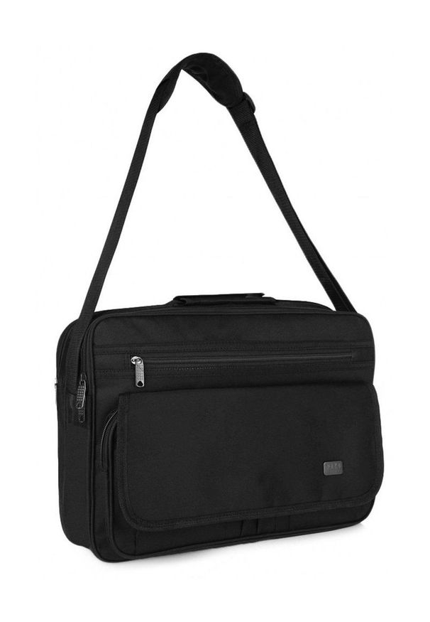 Torba Miejska Czarna na Laptopa, Pako Jeans, Mieszcząca A4, na Ramię. Kolor: czarny. Materiał: poliester. Wzór: aplikacja