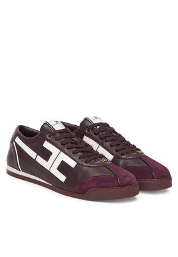 Elisabetta Franchi Sneakersy SA-82G-56E2-V400 Bordowy. Kolor: czerwony. Materiał: skóra