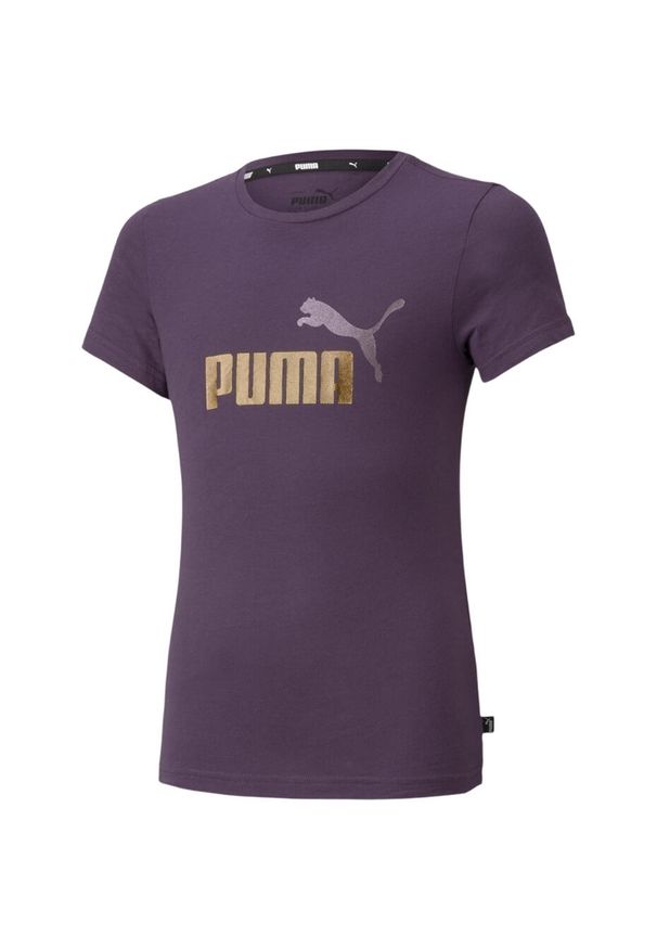 Koszulka treningowa dla dzieci Puma ESS+ Logo Tee. Kolor: fioletowy