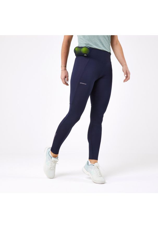 ARTENGO - Legginsy tenisowe damskie Artengo Dry Hip Ball. Kolor: wielokolorowy, niebieski, czarny. Materiał: materiał, tkanina, poliester, elastan. Sport: tenis
