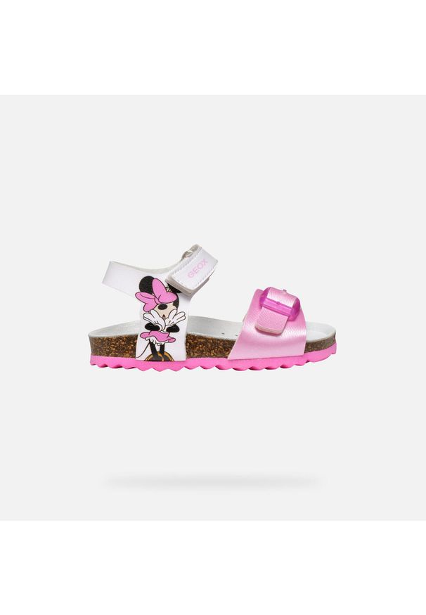 Sandały Geox Model B Sandal Chalki Girl Kolor Biały. Kolor: różowy, biały, wielokolorowy. Materiał: tkanina. Sezon: lato