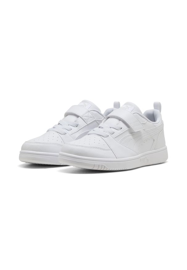 Puma - Dziecięce sneakersy PUMA Rebound V6 Lo PUMA White Cool Light Gray. Okazja: na uczelnię. Kolor: szary, biały, wielokolorowy. Sport: joga i pilates