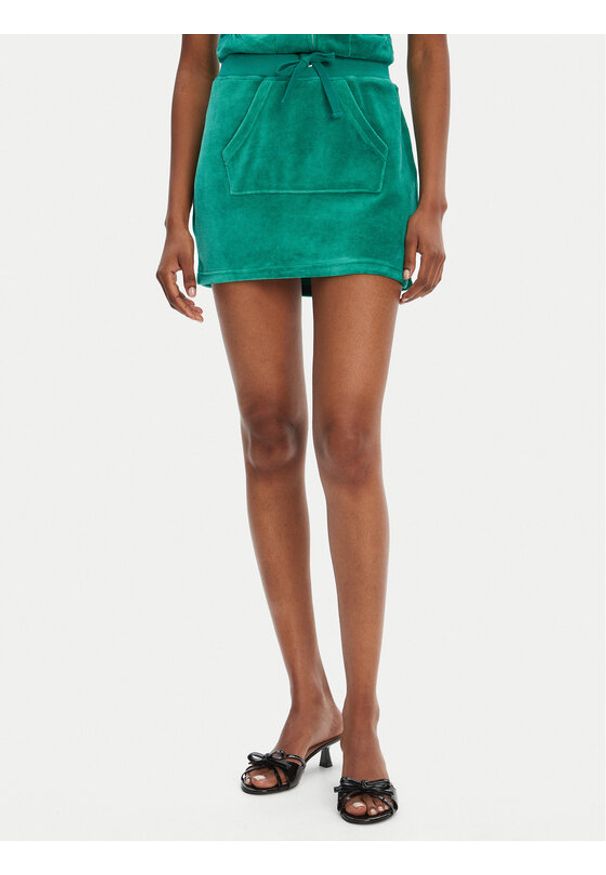 Juicy Couture Spódnica mini Heritage JCGGS125022 Zielony Slim Fit. Kolor: zielony. Materiał: welur