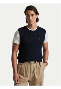 Polo Ralph Lauren Sweter 710979113002 Granatowy Regular Fit. Typ kołnierza: polo. Kolor: niebieski. Materiał: bawełna