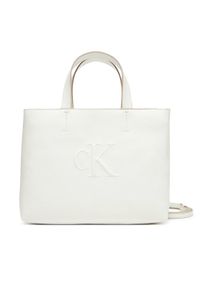 Calvin Klein Jeans Torebka Sculpted Mini Ew Tote LV04K3111G Biały. Kolor: biały. Materiał: skórzane