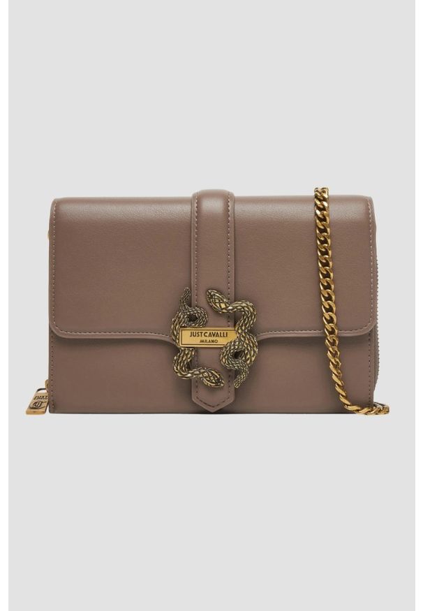 Just Cavalli - JUST CAVALLI Kopertówka w kolorze taupe Iconic Snakes - Style 13. Kolor: beżowy. Materiał: skórzane