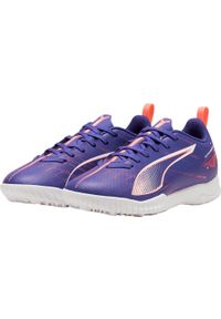 Buty piłkarskie dla chłopca Puma ULTRA 5 Play Jr TT. Okazja: na co dzień. Kolor: pomarańczowy, niebieski, wielokolorowy. Sport: piłka nożna