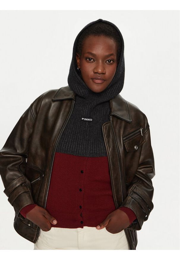 Pinko - PINKO Balaklawa Balaclava 104327 A27B Szary. Kolor: szary. Materiał: materiał