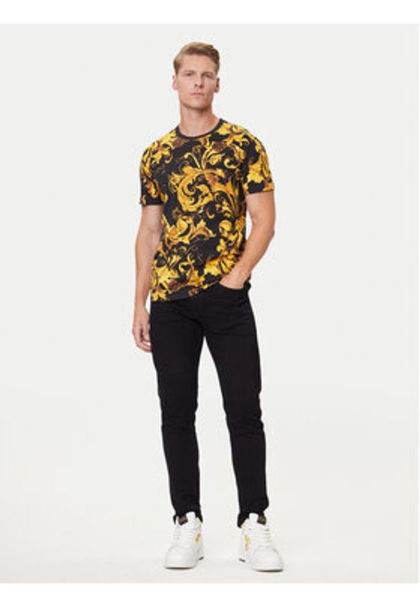 Versace Jeans Couture T-Shirt 79GAH6S0 JS515 Czarny Regular Fit. Kolor: czarny. Materiał: bawełna