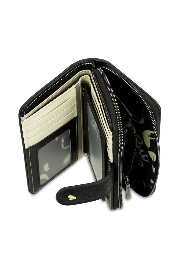 Żółty Stylowy Damski Portfel Anekke Edycja Limitowana. Kolor: żółty. Materiał: materiał. Wzór: aplikacja, haft