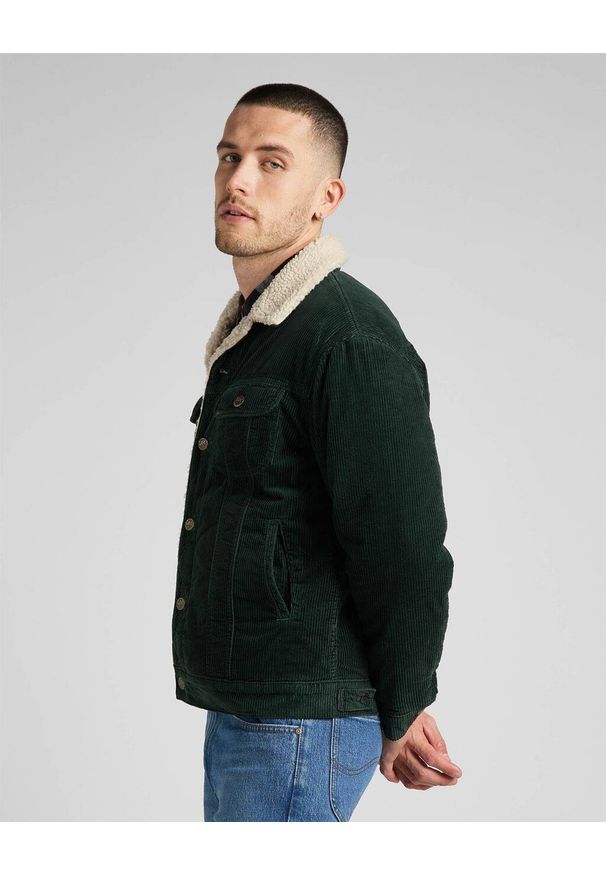 Lee - LEE SHERPA JACKET MĘSKA KURTKA SZTRUKSOWA SZTRUKS KELP L87AQEIN 112321556. Materiał: sztruks
