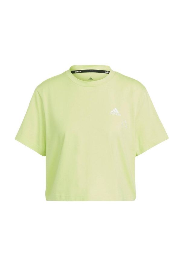 Adidas - Koszulka Scribble Embroidery Crop. Kolor: zielony, czarny, żółty, wielokolorowy