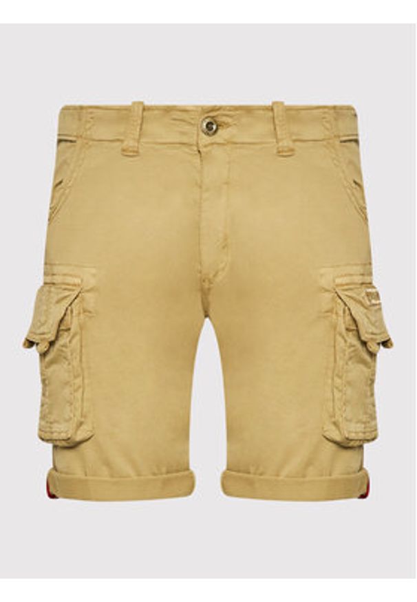 Alpha Industries Szorty materiałowe Crew 176203 Beżowy Regular Fit. Kolor: beżowy. Materiał: bawełna