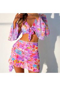 Intica - Zestaw plażowy damski z falbanami idealny na lato Belva. Kolor: wielokolorowy. Materiał: materiał #1