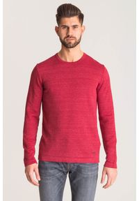 Joop! Collection - Bordowy sweter Joop Collection Lajos. Kolor: czerwony. Materiał: len, bawełna. Wzór: aplikacja