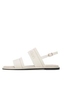 Calvin Klein Sandały Squared Flat Sandal He HW0HW01496 Écru. Materiał: materiał