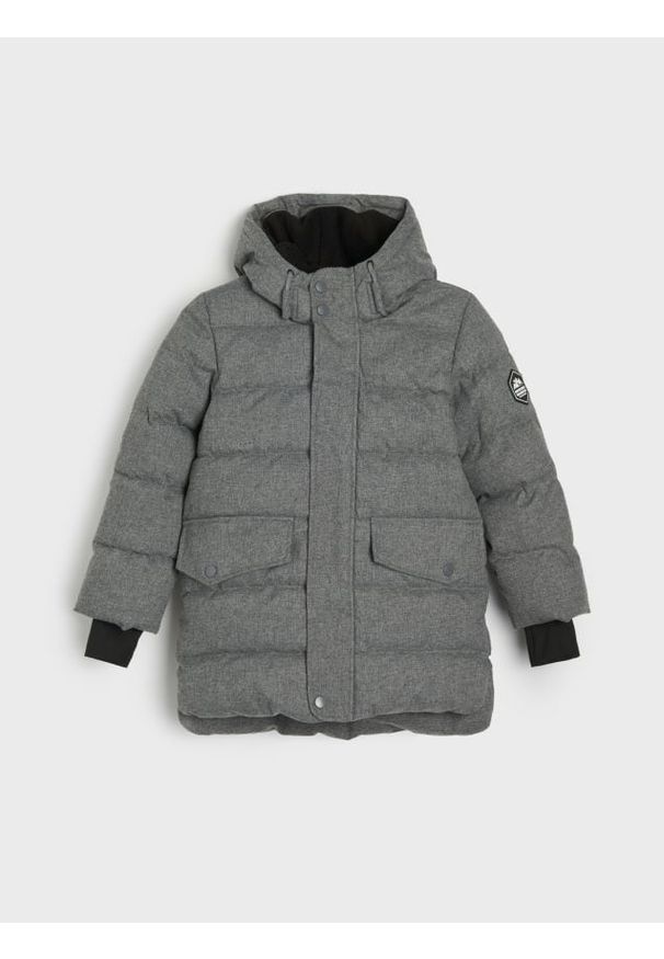 Sinsay - Pikowana kurtka z kapturem - szary. Typ kołnierza: kaptur. Kolor: szary