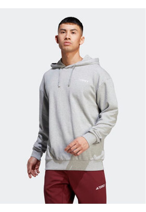 Adidas - adidas Bluza Terrex Logo IB6564 Szary Regular Fit. Kolor: szary. Materiał: bawełna