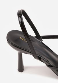 Born2be - Czarne Sandały Eleganckie VICES na Szpilce z Lakierowanego Zamiennika Skóry ze Sprzączkami Mononice. Zapięcie: sprzączka. Kolor: czarny. Materiał: lakier, skóra. Wzór: gładki. Obcas: na szpilce. Styl: elegancki #5