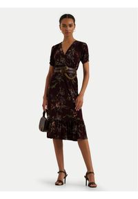 Lauren Ralph Lauren - LAUREN RALPH LAUREN Sukienka codzienna 250951435001 Bordowy Regular Fit. Okazja: na co dzień. Kolor: czerwony. Materiał: syntetyk. Typ sukienki: proste. Styl: casual