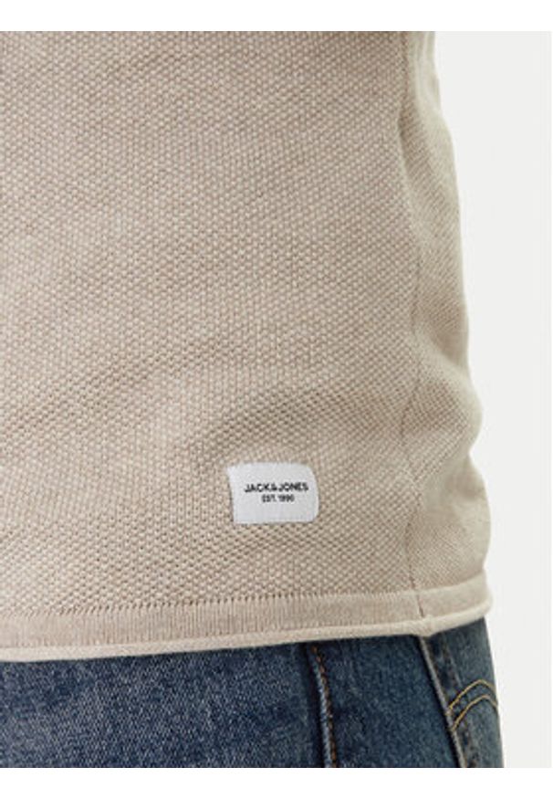 Jack & Jones Sweter Hill 12157321 Beżowy Regular Fit. Kolor: beżowy. Materiał: bawełna
