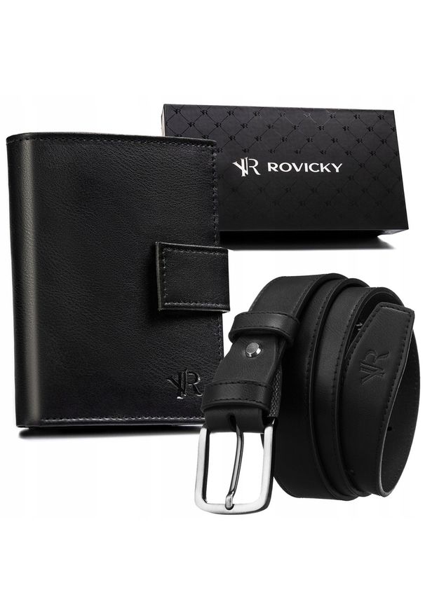 ROVICKY - Zestaw prezentowy Rovicky R-N004L-120-PU03 czarny. Kolor: czarny. Materiał: skóra ekologiczna. Styl: klasyczny, elegancki