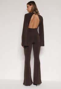 Born2be - Brązowy Długi Kombinezon z Szerokimi Rękawami i Odkrytymi Plecami Dasima. Okazja: na imprezę. Kolor: brązowy. Długość: długie. Styl: klasyczny, elegancki #5