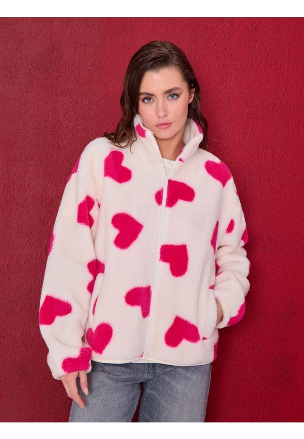 Sinsay - Bluza bomberka ze wzorem w serca - wielobarwny