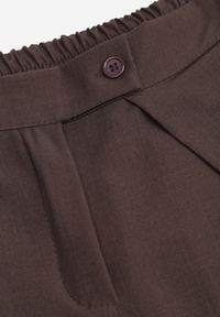 Renee - Brązowe Szerokie Szorty Eleganckie Bermudy High Waist z Zaszewkami w Talii Choniala. Okazja: na spotkanie biznesowe. Stan: podwyższony. Kolor: brązowy. Styl: elegancki #5