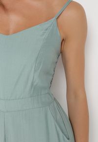 Born2be - Zielony Kombinezon na Cienkich Ramiączkach z Kieszeniami Zindia. Kolor: zielony. Długość rękawa: na ramiączkach #4