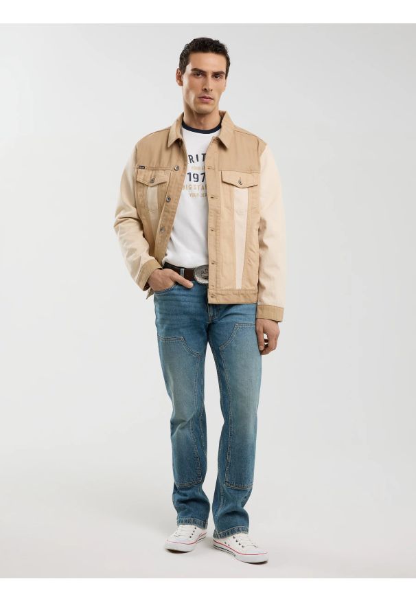 Big-Star - Koszulka męska z nadrukiem biała Jaros 100. Okazja: na co dzień. Kolor: biały. Materiał: jeans, dzianina. Wzór: nadruk. Styl: sportowy, klasyczny, vintage, casual