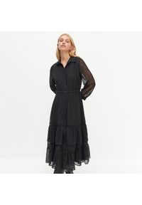 Reserved - Sukienka z tkaniny plumeti - Czarny. Kolor: czarny. Materiał: tkanina #1