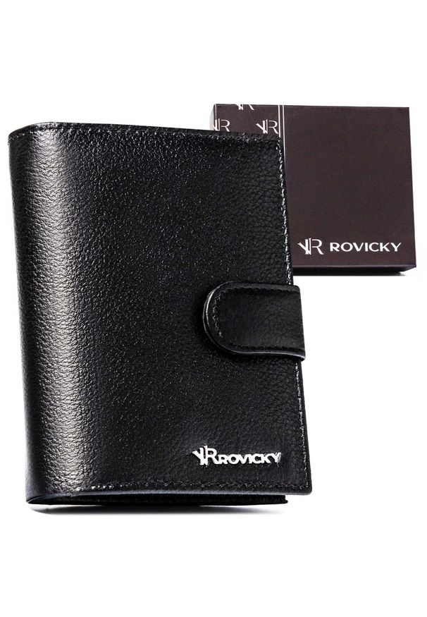 ROVICKY - Portfel skórzany Rovicky R-N4L-PDM czarny. Kolor: czarny. Materiał: skóra