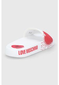 Love Moschino klapki damskie kolor biały. Kolor: biały. Materiał: materiał, guma #4