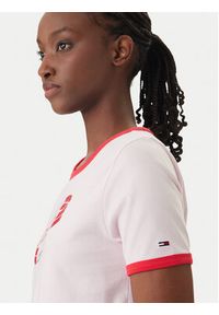 Tommy Jeans T-Shirt Wavy Flag Contrast Ringer DW0DW22306 Różowy Regular Fit. Kolor: różowy. Materiał: bawełna #5