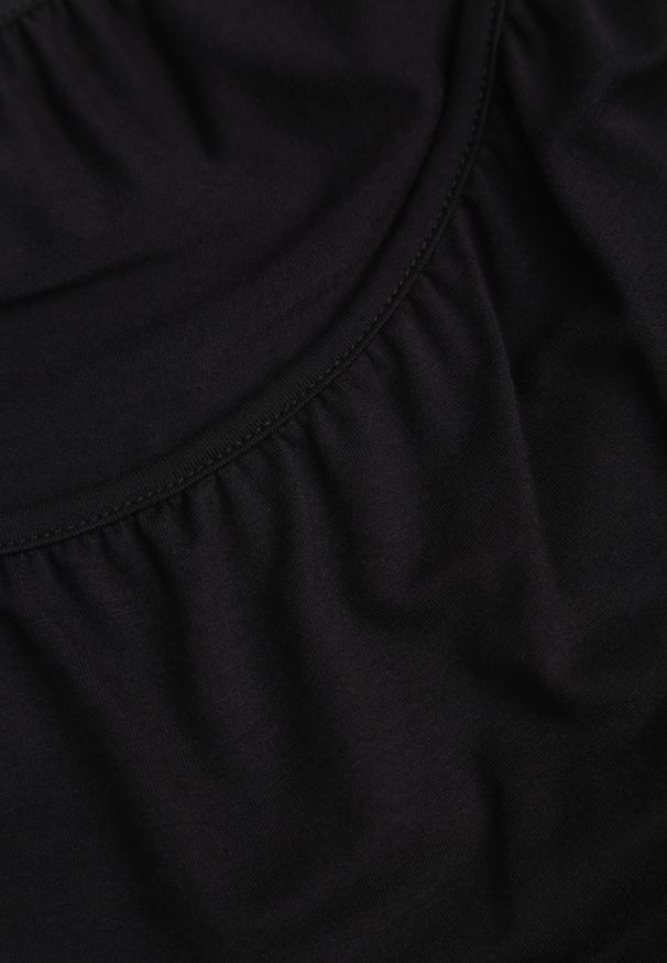 Renee - Czarna Nietoperzowa Bluzka z Wiskozy na Jedno Ramię z Marszczeniem w Talii Ariciane. Okazja: na co dzień. Kolor: czarny. Materiał: wiskoza. Styl: casual
