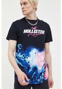 Hollister Co. t-shirt bawełniany kolor czarny wzorzysty. Kolor: czarny. Materiał: bawełna. Wzór: nadruk #3