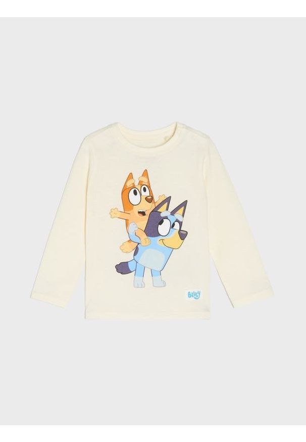 Sinsay - Koszulka z długimi rękawami Bluey - kremowy. Kolor: kremowy. Długość rękawa: długi rękaw. Długość: długie