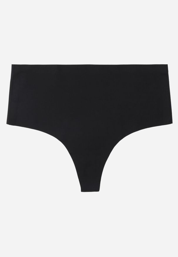 Renee - Czarne Majtki Stringi High Waist o Bezszwowym Wykończeniu Oreasa. Stan: podwyższony. Kolor: czarny. Wzór: gładki