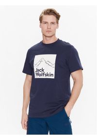 Jack Wolfskin T-Shirt Brand 1809021 Granatowy Regular Fit. Kolor: niebieski. Materiał: bawełna