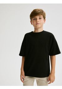 Reserved - Bawełniany t-shirt - czarny. Kolor: czarny. Materiał: bawełna