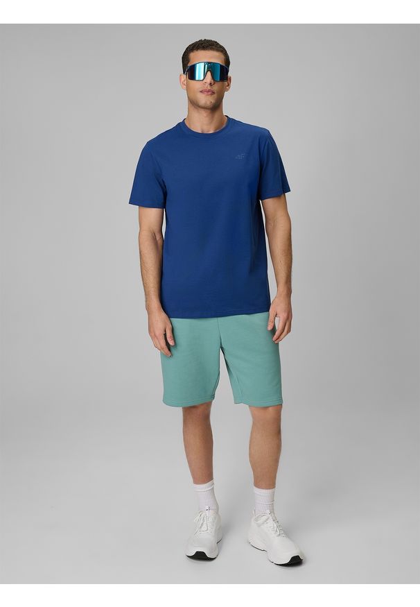 4f - 4F T-shirt regular gładki męski - granatowy M. Okazja: na co dzień. Kolor: niebieski. Materiał: materiał. Wzór: gładki. Styl: casual, klasyczny