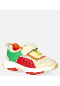 Casu - Beżowe buty sportowe na rzep casu 204/15m. Zapięcie: rzepy. Kolor: zielony, beżowy, wielokolorowy