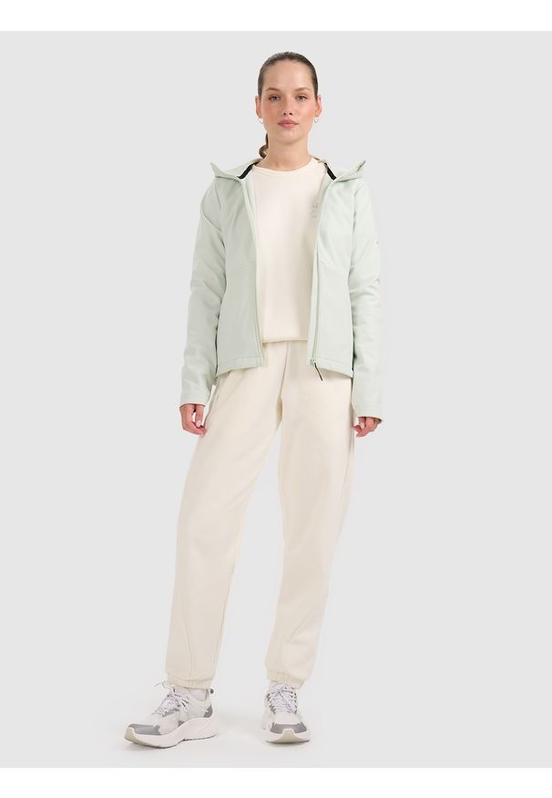 4f - 4F Kurtka softshell wiatroodporna membrana 5000 damska - turkusowa XXL. Typ kołnierza: kaptur. Kolor: turkusowy. Materiał: softshell. Technologia: Windstopper. Sezon: zima