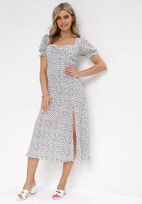 Born2be - Biała Sukienka Aquineva. Kolor: biały. Wzór: kwiaty. Długość: midi #4