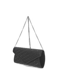 Torebka damska Menbur, kopertówka wykonana z wysokiej jakości materiału elegancki fason z klapą subtelne zdobienia z drobnych kryształków, czarna, AM. Kolor: czarny. Wzór: aplikacja. Materiał: zdobione. Styl: elegancki #1